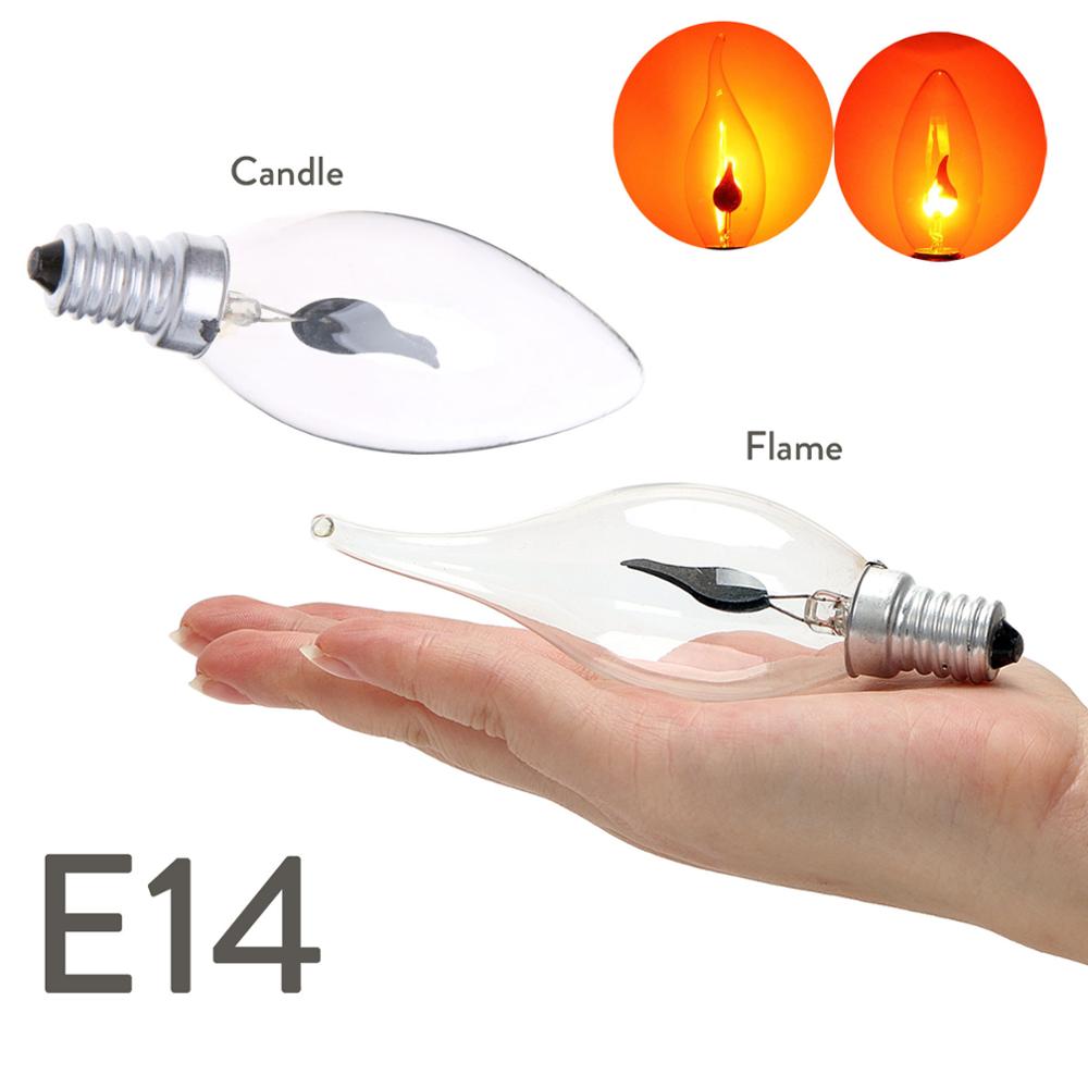 LED Flame Tip Candle Simulated Nature Fire Flickering Light E14 E27 3W Filament Bulb Vintage Bar Pub Home Decor Lamp 220V