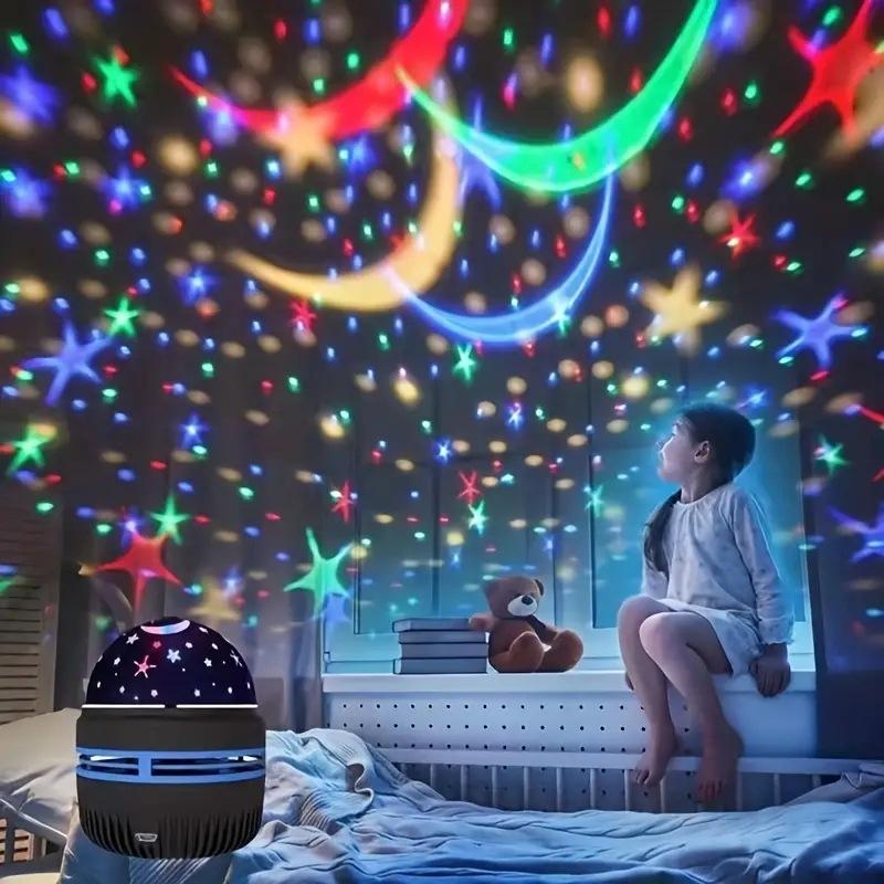 Starry Sky Projector Lamp Rotating Moon & Star Magic Ball for Bedroom Decor