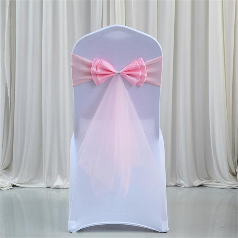 652F Satins Chair Cover Chair Sashes for Wedding Ceremony Dining Hall Party Outdoor Decoration Easy to Install