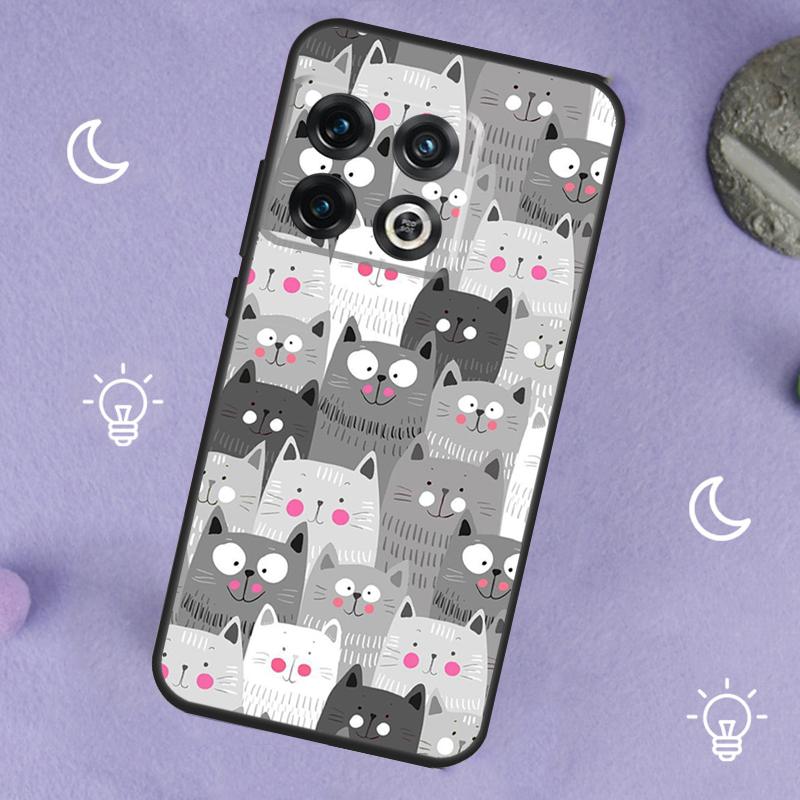 Funny Cat Collage Case For OnePlus 13T 10T 8T 10R 12R 13R 15 13 12 11 10 9 Nord 5 CE 2 3 4 Lite N20 N30 Cover