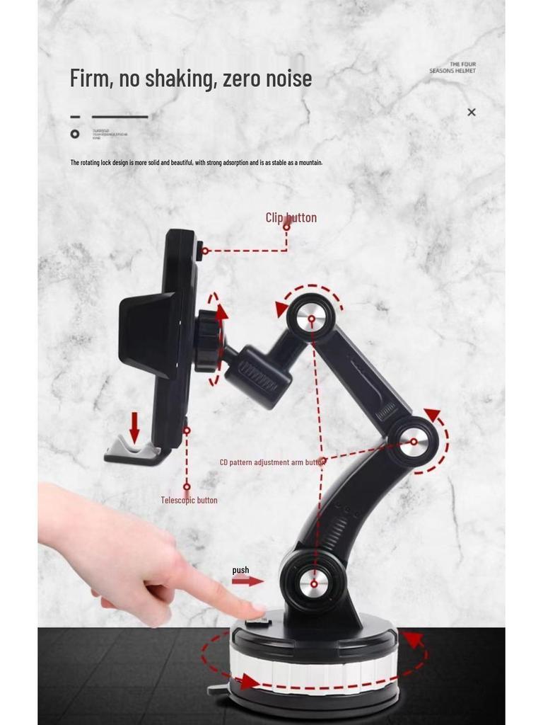 Universal Car & Truck Phone Holder with Rotating Suction Cup for Dashboard & Windshield; Shockproof Design.