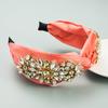 Fascia per Capelli Barocca Arancione di Lusso Accessori per Capelli Donna Spugna Ispessita Ricamo Ballo di Fine Anno Full Strass Fascia per Capelli Cerchietto