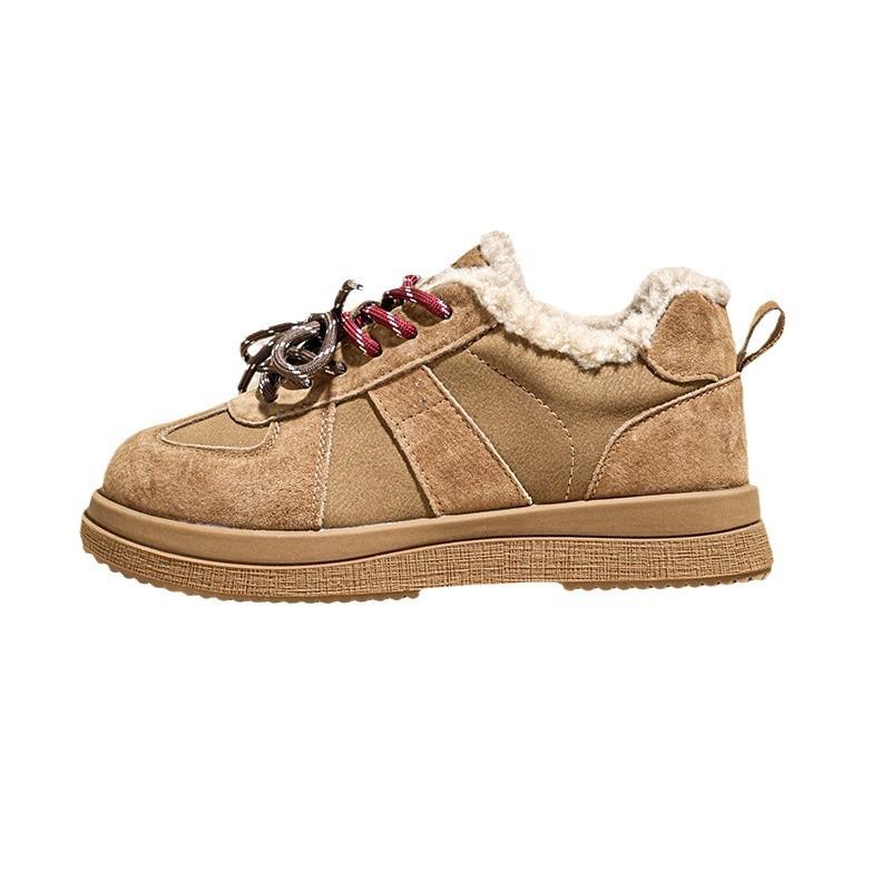 Real fur integrated snow boots women's 2025 winter platform German training shoes retro lamb wool piled thickened cotton shoes