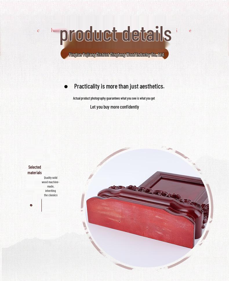 Solid Wood Ancestor Spirit Tablet for Home or Temple Engraving