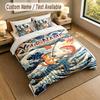 Cat Theme Personalized 3Pcs Bedding Set Custom Text & Name 1 Sheet 2 Pillowcases Household Bedding 1pc