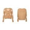 Casaco Cardigan de Tricô Preppy Moda Feminina Suéter Solto Outono Inverno Roupa Exterior