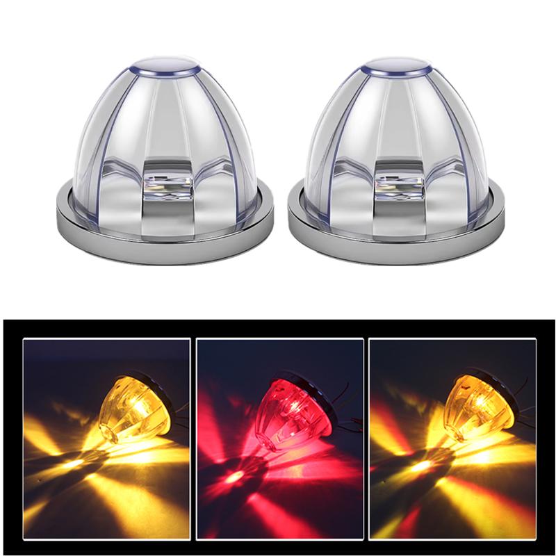 2PCS LED Trailer Lights Dual Color Watermelon Light Truck Side Marker Indicators Warning Lamp with Strobe Truck Side Lamp