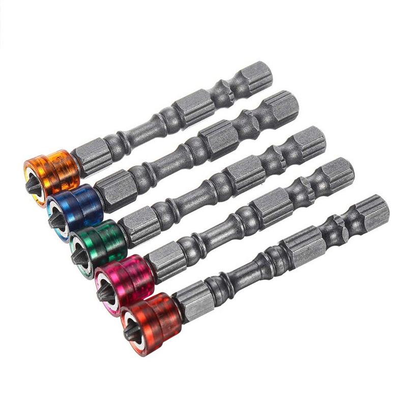 

5 шт. S2 сплав PH2 Phillips с одной головкой, магнитные отвертки, противоскользящие 1/4 дюйма, шестигранный хвостовик, электрическая отвертка для гипсокартона, инструменты разноцветный