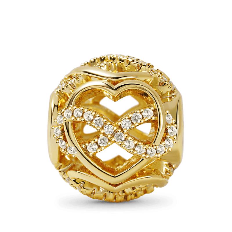 18K Gold Plated Pine Nuts Crown Charm Fit Original Bracelet Shining Bead Diy Women Jewelry Giftcopper Trinket Jewelry Gift