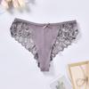 Women's Plus Size Seamless Mid-Rise Thong with Lace Trim, Breathable Pure Cotton Crotch