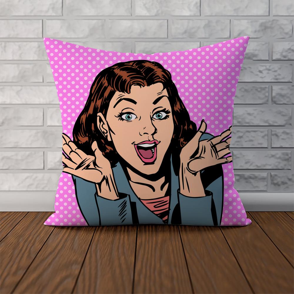 POP ART Comic Portrait Pillow Case For Car Sofa Decorative Home Doublesided Print Plush Square Throw Pillow Cushion Cover