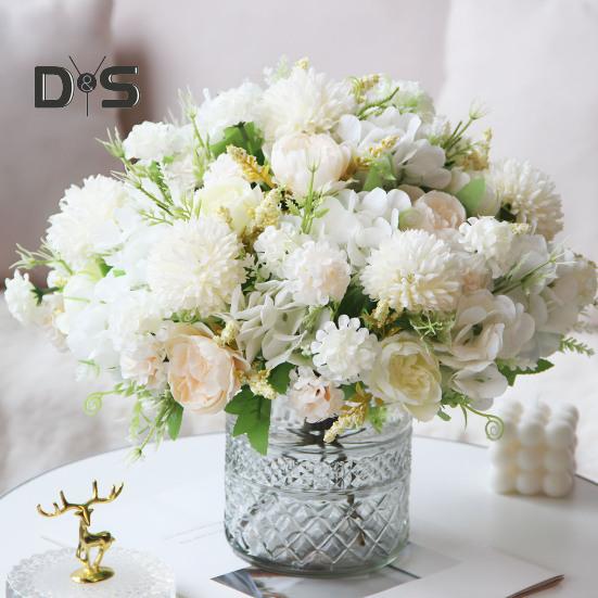 Artificial Flowers Fake Peonies Bouquet Mixed Faux Silk Flowers Artificial Blooms Bunch for Table Centerpiece Wedding Party Decor