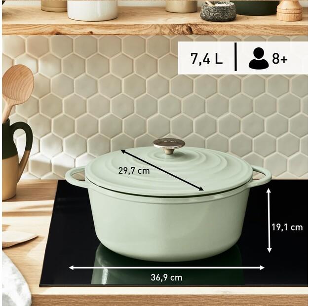 Чугунная жаровня Tefal E25805 Lov круглая 29 см светло-зеленая (E2580504)