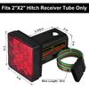 CZC AUTO Red Lens Trailer Hitch Cover with 12 LED Brake Light Fit 2" Receiver