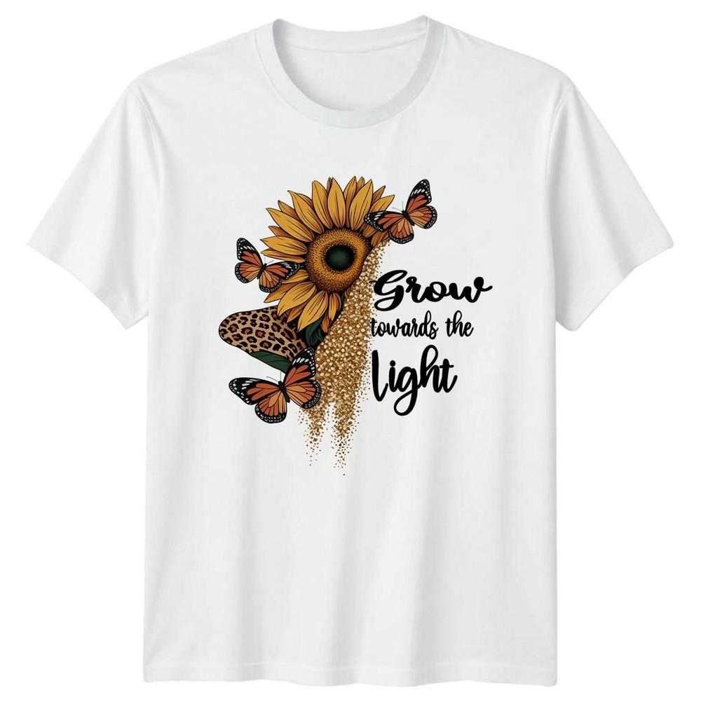 Grow Towards The Light Unisexs TShirt Sunflower Butterfly Boho Inspirational S