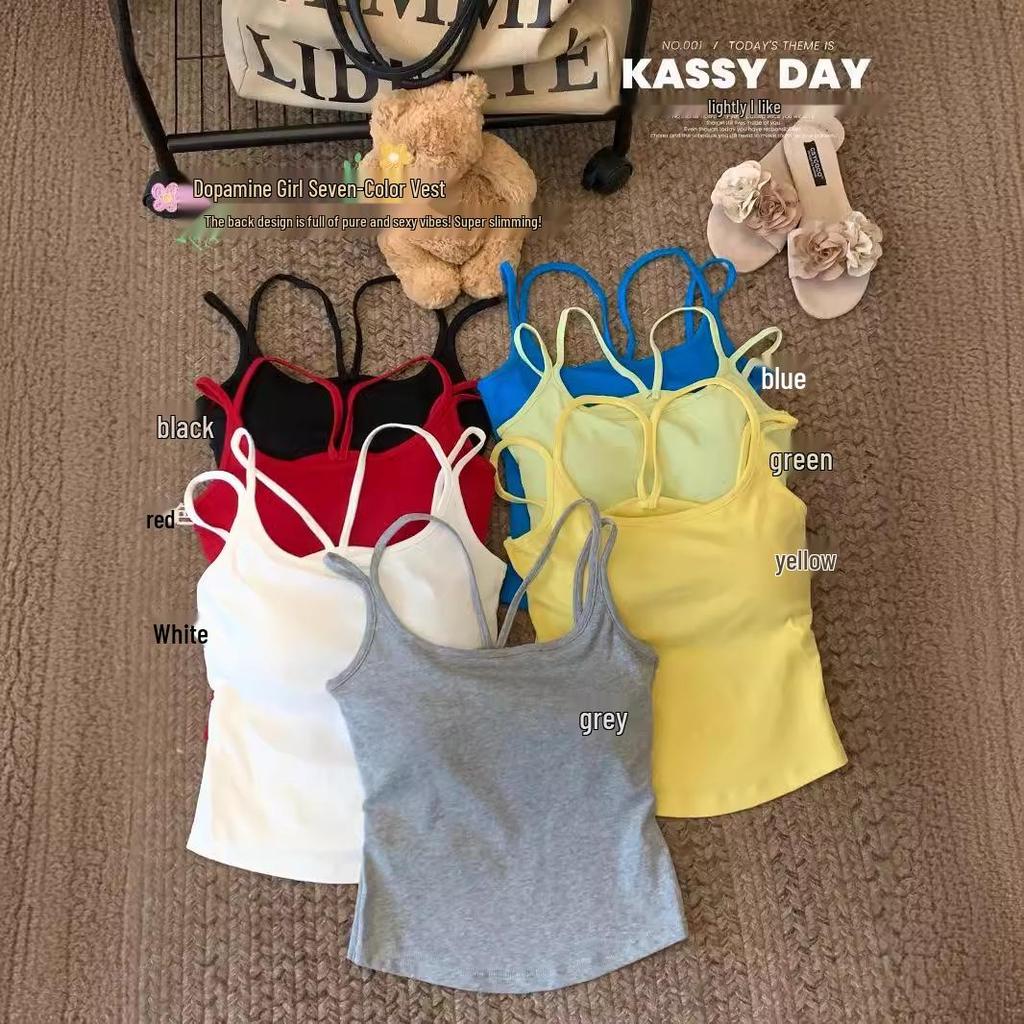 Women's Double Strap Backless Padded Camisole - Slim Fit Summer Vest Top