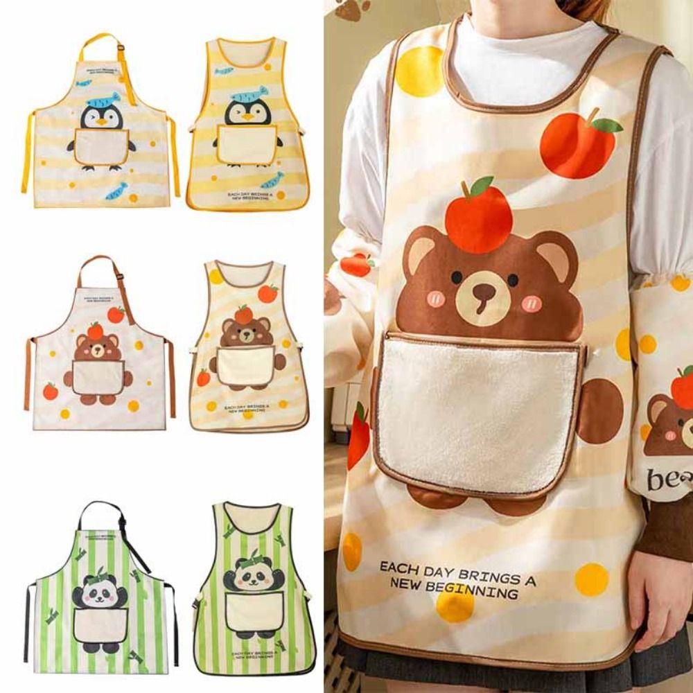 Waterproof Workwear Apron Breathable Kitchen Cooking Apron Washable Hands Baking Apron  Home Use