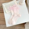 Ladies Summer Thin Lovely Polka Dot Mesh Bow Boneless Tube Pile Socks