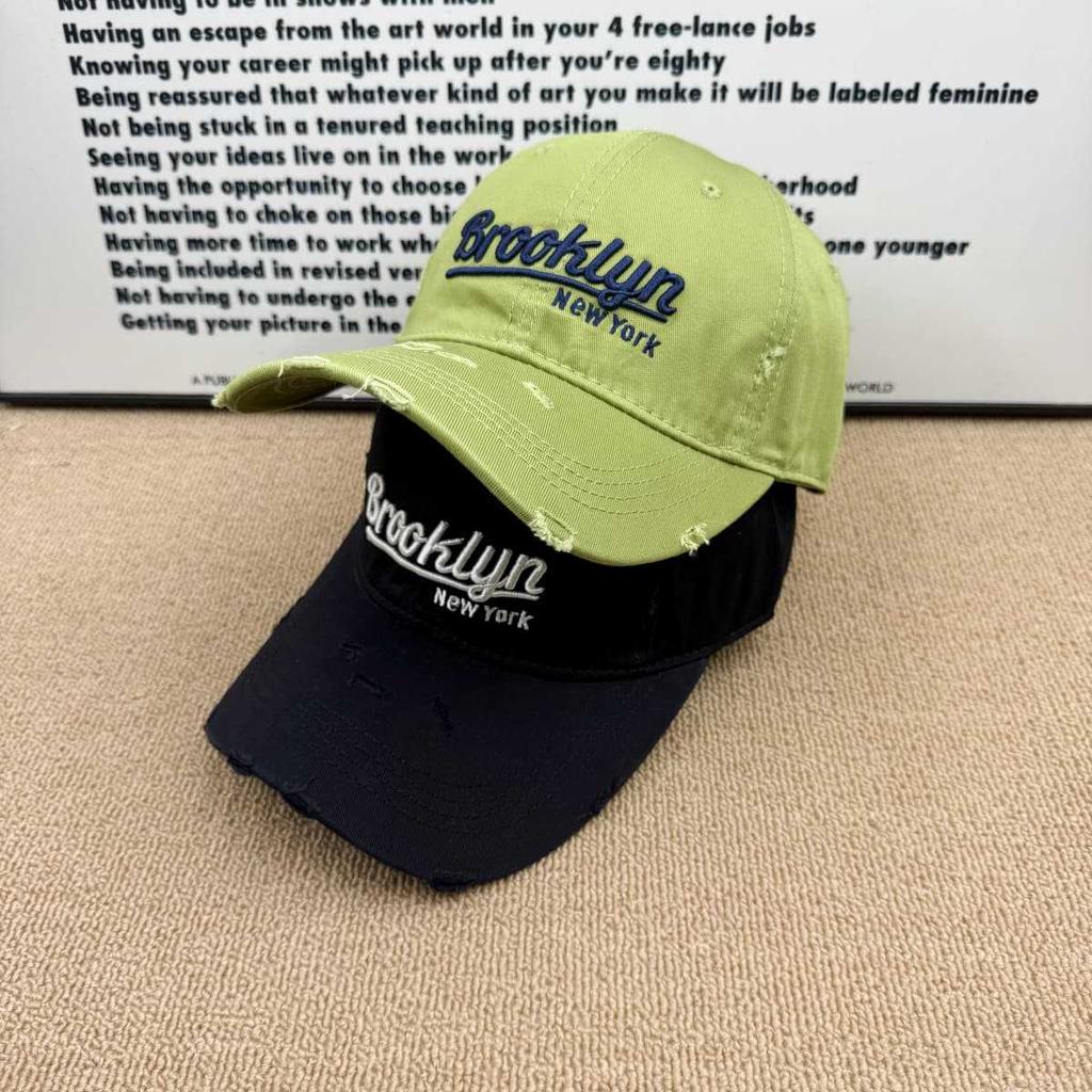 Brooklyn Ripped Baseball Cap Women's American Retro Old Edged Letter Soft Top Face Small Shade Cap