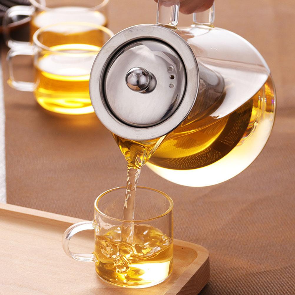 Exquisite Heavy Duty Glass Teapot with Built-in Tea Infuser for Kung Fu Flower Fruit Herbal Tea Stovetop Compatible Clear Teapot