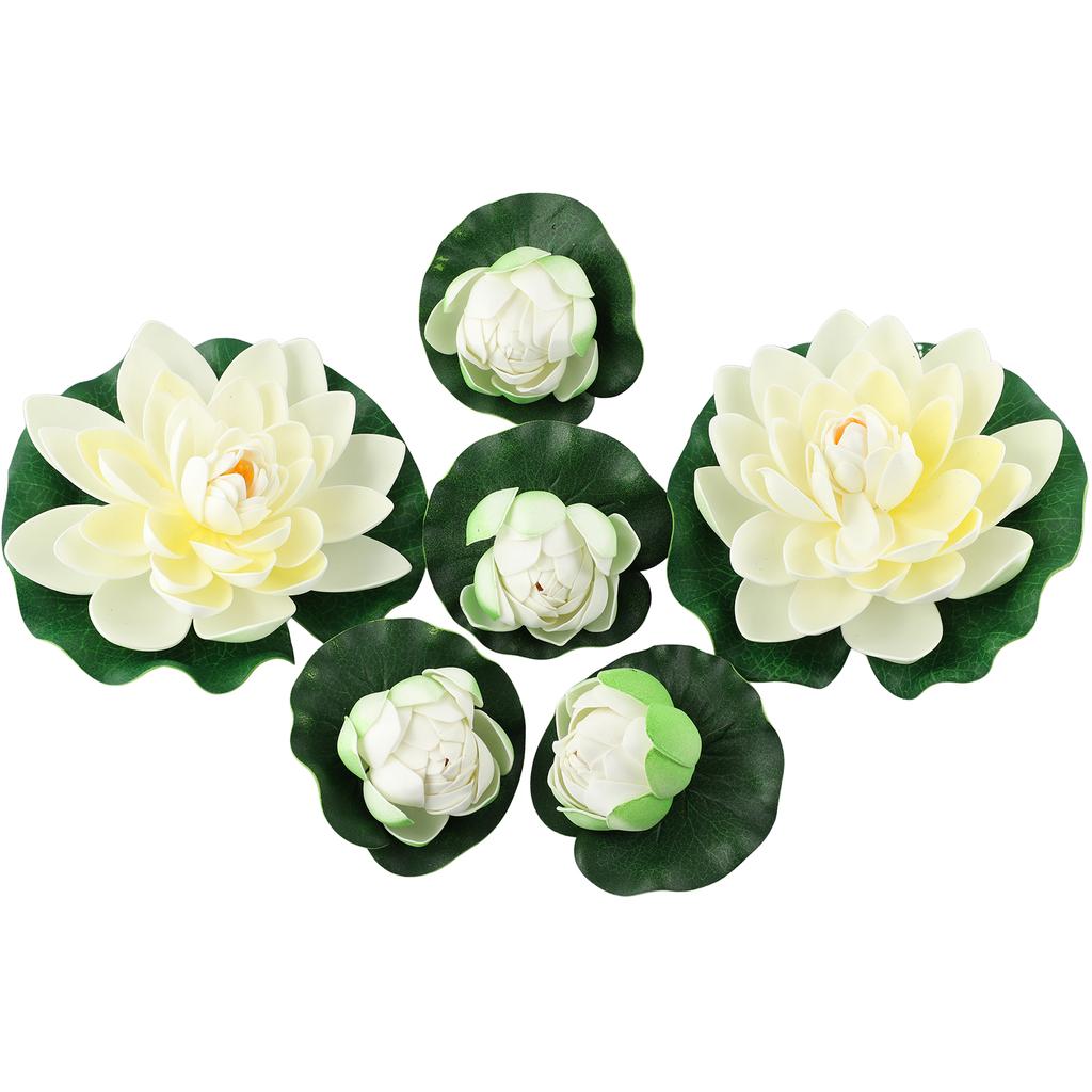 Fake Plant Artificial Plant Indoor Lotus Outdoor About 10cm About 18cm Artificial Leaf Pond Plastic White Outdoor