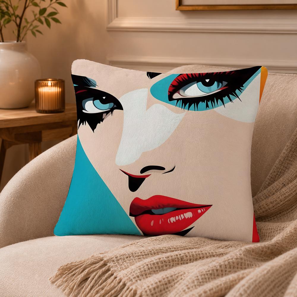 Pop style modern girlcreativity, fashion Cushion Cover Anti-dustmite Pillowcase Invisible zipper silky short plush Sofa cushion
