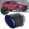 Fibra de Carbono Entrada 80mm Salida 101mm Cola Garganta Lados Rectos Mate Punta de Tubo de Escape Apto para Mazda CX5 CX4(azul )