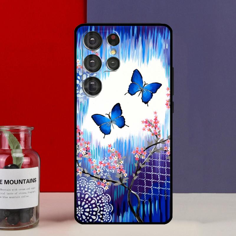 Butterfly Flower Funda Case For Samsung Galaxy S25 Ultra S9 S10 S20 S21 S22 Plus S23 FE S24 Ultra Phone Cover