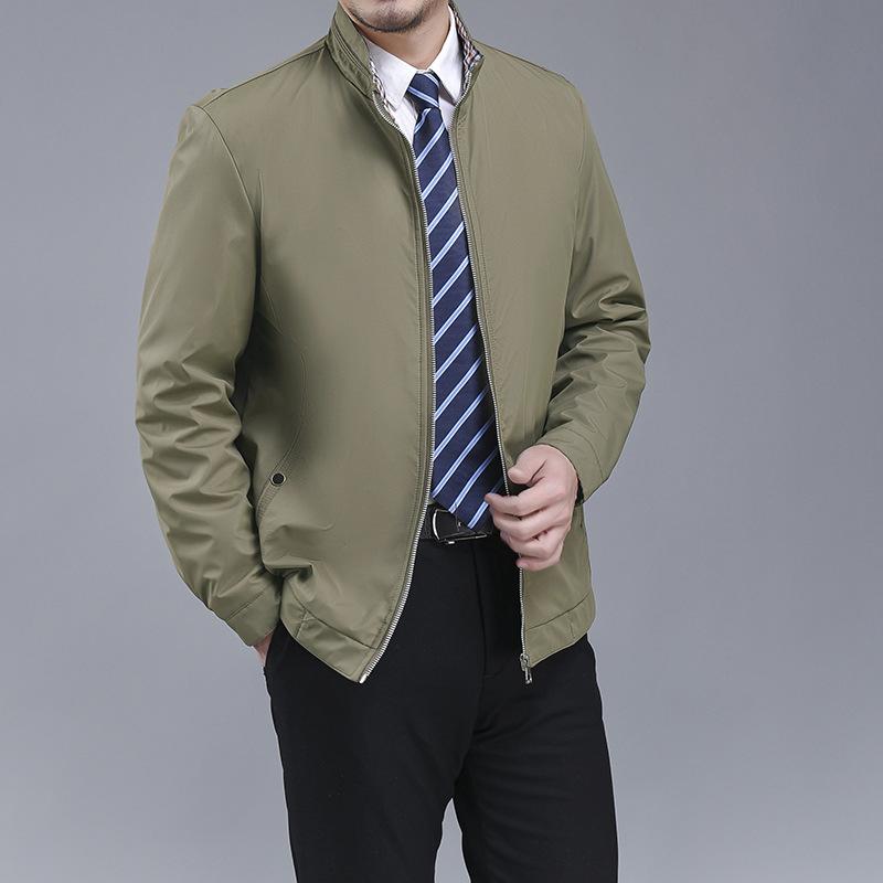Autumn and Winter New Fashion Loose Stand-collar Jacket Men's Middle-aged Jacket Thin Business Casual Jacket Men
