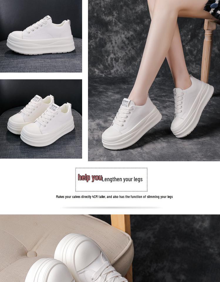 2026 Trendy Leather Platform Women's Shoes - Lightweight, Versatile, Casual, Height-Enhancing, Soft Sole for Spring & Autumn