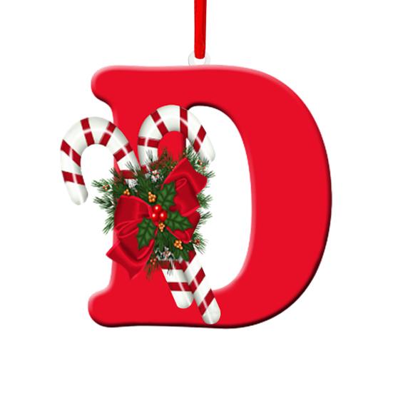 Christmas Acrylic Letter Hanging Decoration Car Rearview Mirror Xmas Tree A to Z Alphabet