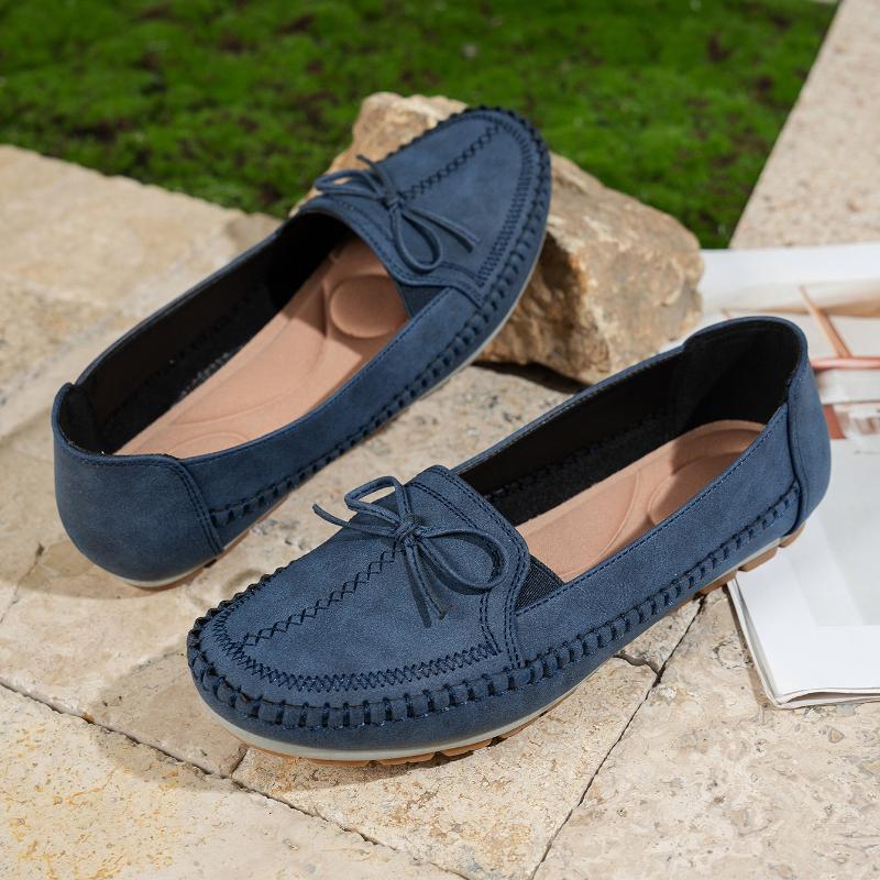 Autumn Women Loafers Casual Shoes Fashion Bow Breathable PU Leather Shoes Women Sewing Flats Female Footwear Zapatos De Mujer