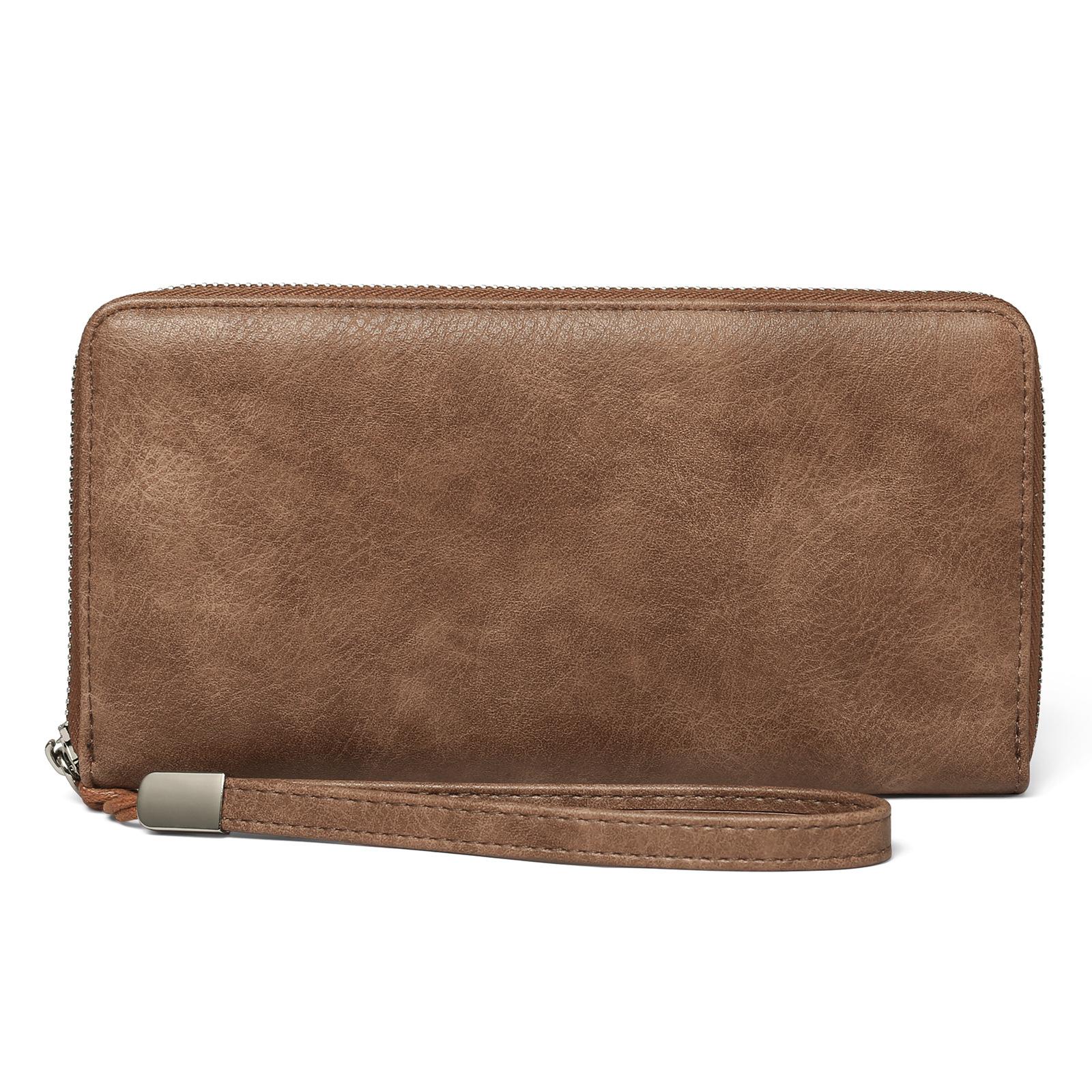 

Vintage Women Wallet Large Capacity Long Clutch Bag PU Leather Bank Credit Card Holder Cell Phone Bag RFID Wallets For Women коричневий