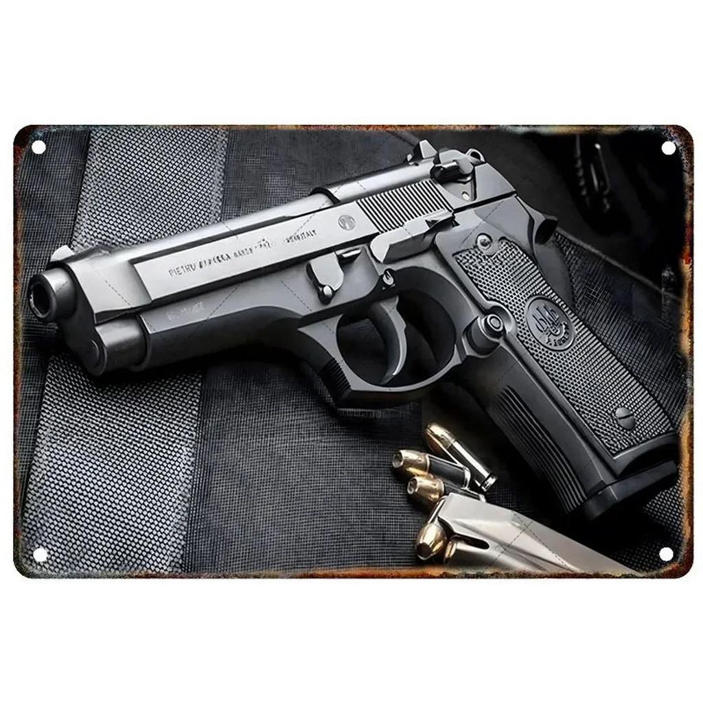 Exquisitely Designed Pistol Metal Signs: Embodying Military Sophistication, These Are the Ideal Wall Decor for Man Caves
