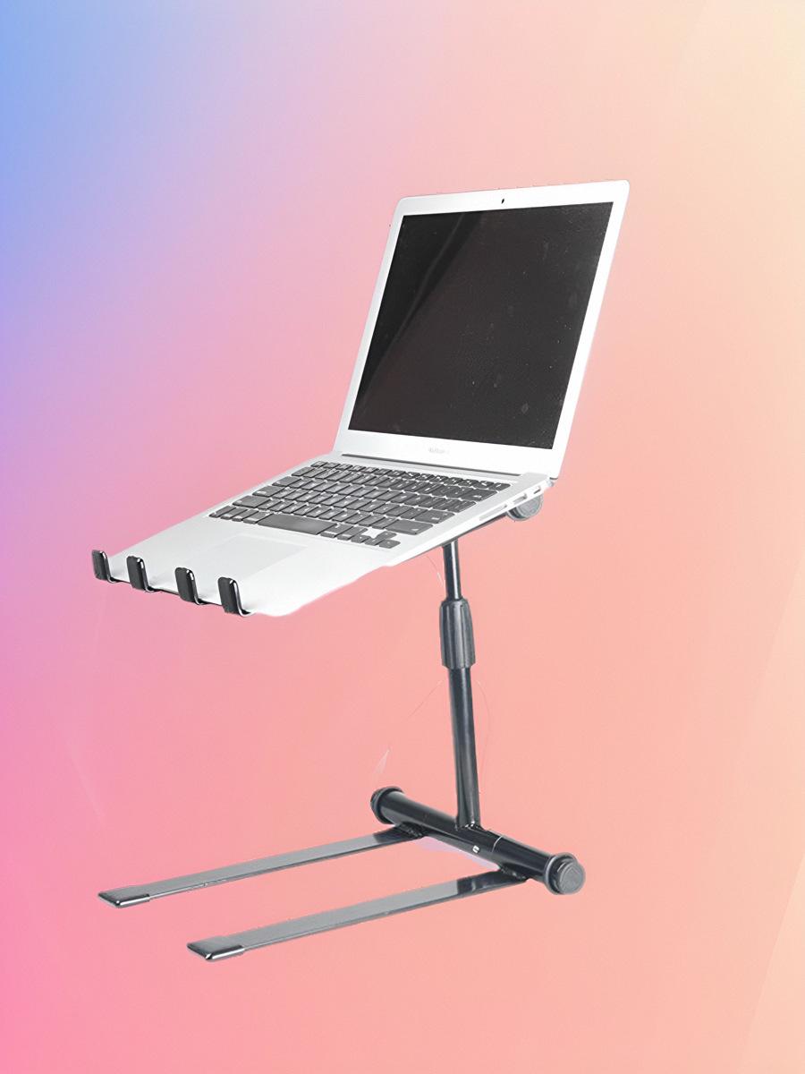 Foldable DJ Laptop Stand: Adjustable Height & Rotating Sound Mixer Stand Black Steel Tube Foldable