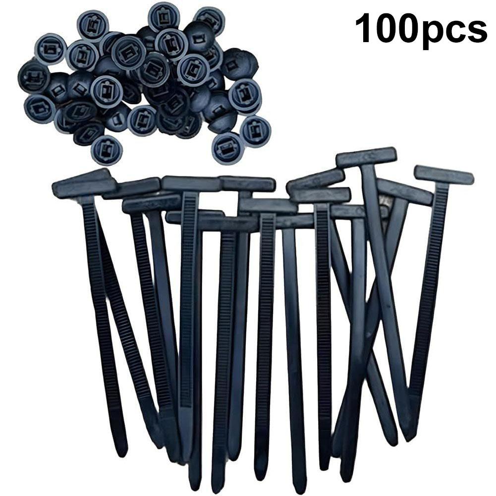 10~100pcs Black T-type Cable Ties Plastics Releasable Nylon Hook Loop Wrap Zip Bundle Fastener Straps Detachable Wire Organizer