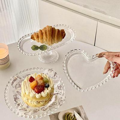 Retro Love Heart Fruit Glass Plate Series – Breakfast, Cake, and Dessert Plate