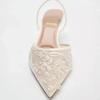 Fashion Elegant Mesh Embroidered Flowers Designer Heeled Sandals Women 2025 Summer Sexy Slingback Pointed Toe Thin High Heels Dress Shoe