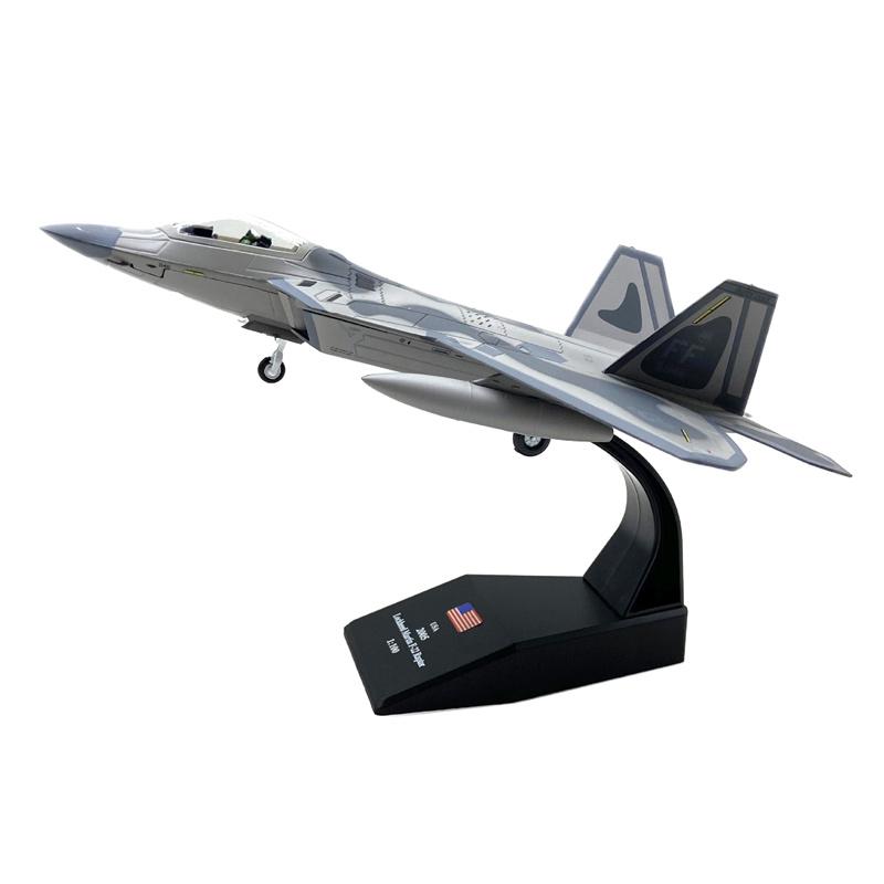 1:100 Scale United States F-22 Fighter Raptor Model & Display Stand Collection Gift F22 Alloy Model Plane Mini Home Decoration