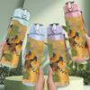 1PC Beige Tone Abstract Blotchy Painting Print 750ml Color Plastic Sports Water Bottle Leakproof Flip Straw Lid Suitable for Sports Office Home Use