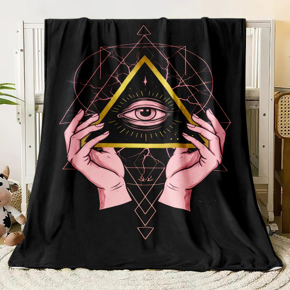 The Eye of The Demon Flannel Thin Blanket Soft Warm Blanket for Bedroom Living Room Bed Travel Camping Picnic Gift Customizable