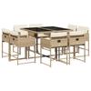 VidaXL Garden Dining Set and Cushions 9 Pcs Beige Poly Rattan 3278145