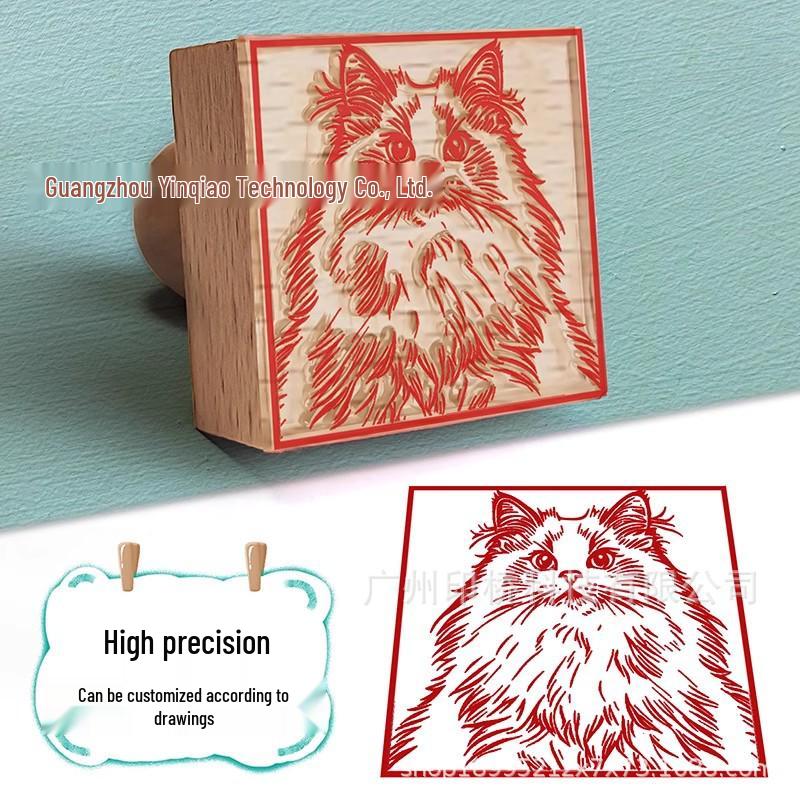 Custom DIY Wooden Rubber Stamp for Engraving and Journal Design