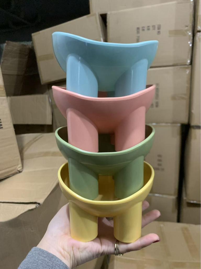 Pet Supplies Macaron Color Elephant Leg Bowl - Anti-Spill Slanted Mouth Cat Bowl with Neck Protection.