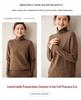Women's Cashmere Sweater with Rolled Hem and Pile Collar – Solid Color, Loose Knit Pullover for Autumn and Winter