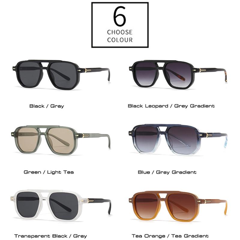 SHAUNA Retro Double Bridges Square Women Sunglasses Shades UV400 Fashion Men Trending Rivets Gradient Sun Glasses