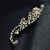 Women Brooch Sparkling Rhinestones Inlaid Leopard Shape Suit Lapel Pin Sweaters Collars Hats Bags Coats Scarves Badge Versatile Accessory