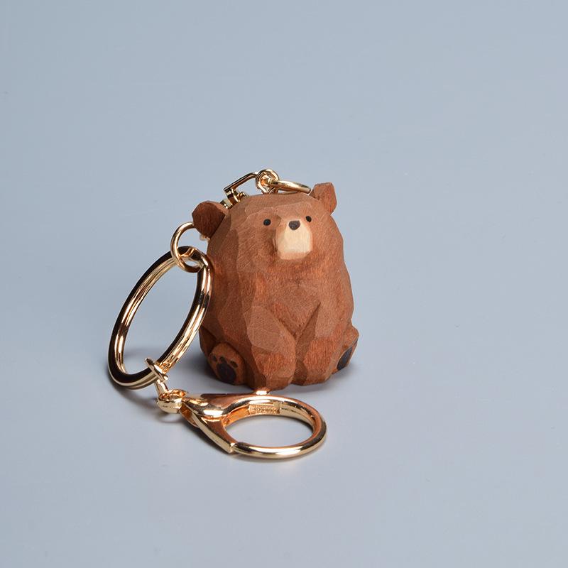 

Hand-Carved Bear Keychain Pendant - Brown/Polar Bear Ornament & Birthday Gift