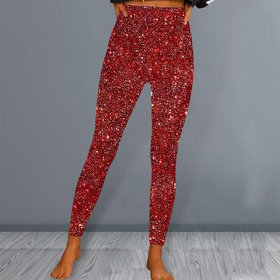 Bleistifthose für Damen, hohe Taille, glitzernd, lange Hose, elastischer Stoff, schimmernde Hose, Pailletten-Leggings für den Alltag