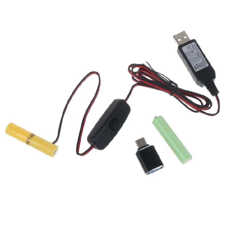 Type C/USB to 3V LR03/AM4/LR03 Dummy Battery Eliminators Cable Cord with Switches